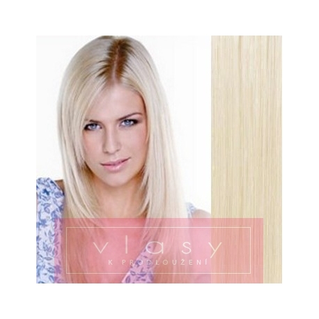 Clip in vlasy 43cm 100% lidské - REMY 70g – platina