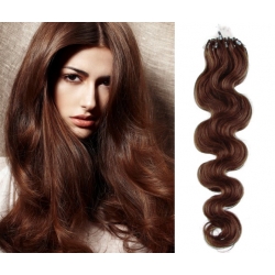 Vlnité vlasy Micro Ring / Easy Loop / Easy Ring / Micro Loop 50cm – středně hnědé