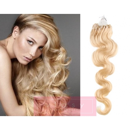 Vlnité vlasy Micro Ring / Easy Loop / Easy Ring / Micro Loop 60cm – nejsvětlejší blond