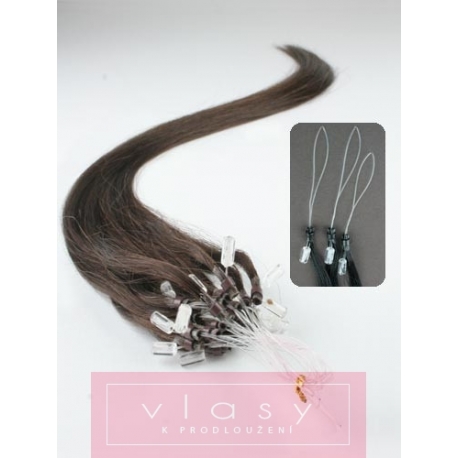 Vlasy pro metodu Micro Ring / Easy Loop / Easy Ring / Micro Loop 60cm – tmavě hnědé