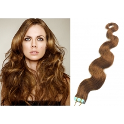 Vlnité vlasy pro metodu Pu Extension / Tape Hair / Tape IN 50cm - světle hnědé