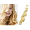 Vlnité vlasy pro metodu Pu Extension / Tape Hair / Tape IN 60cm - nejsvětlejší blond