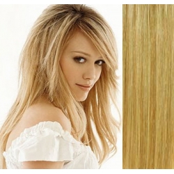 Clip in vlasy 43cm 100% lidské - EXTRA HUSTÉ 100g - přírodní/světlejší blond