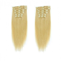 Clip in maxi set 63cm pravé lidské vlasy – REMY 240g – PŘÍRODNÍ BLOND