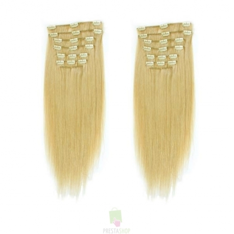 Clip in maxi set 63cm pravé lidské vlasy – REMY 240g – PŘÍRODNÍ BLOND