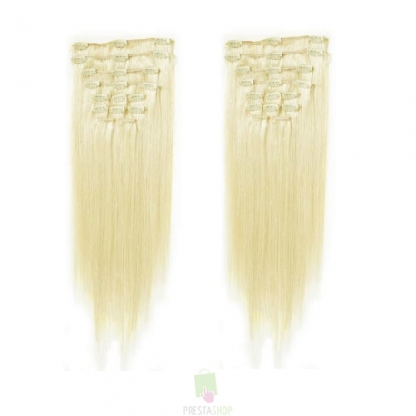 Clip in maxi set 63cm pravé lidské vlasy – REMY 240g – NEJSVĚTLEJŠÍ BLOND