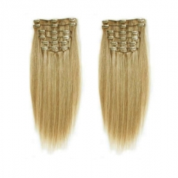 Clip in maxi set 63cm pravé lidské vlasy – REMY 240g – PŘÍRODNÍ/SVĚTLEJŠÍ BLOND