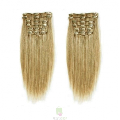 Clip in maxi set 43cm pravé lidské vlasy - REMY 140g - přírodní/světlejší blond