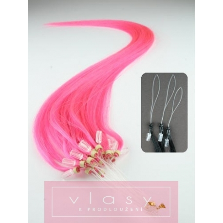 Vlasy pro metodu Micro Ring / Easy Loop / Easy Ring / Micro Loop 50cm – růžová